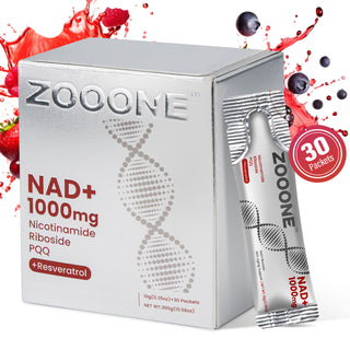 ZOOONE NR1000-NAD+ Berry Flavor Drink Mix for SkinAging Support, Energy, and Focus - 30 Pack