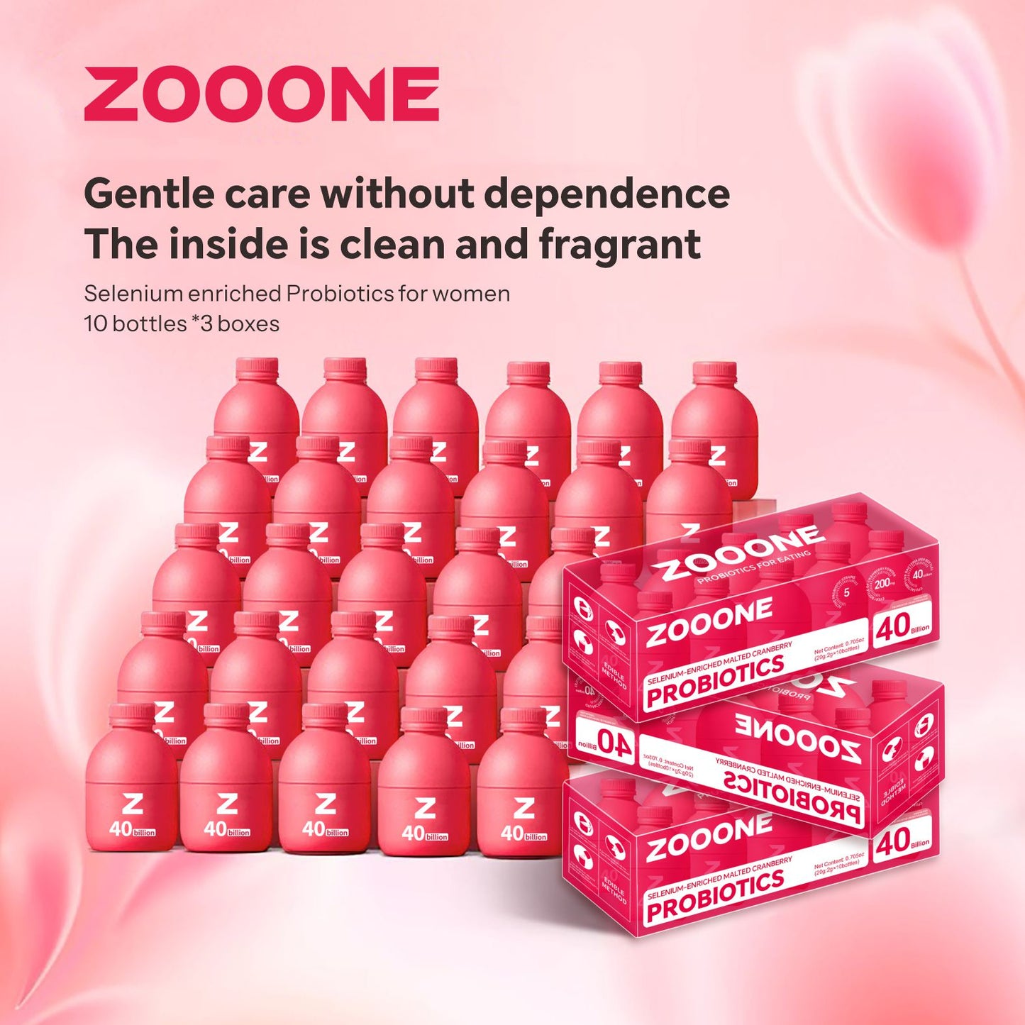 Zooone 30 botellas*0,7oz Probióticos 40 mil millones de UFC Rosa 