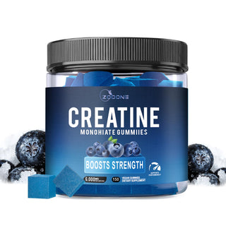 Zooone Creatine Monohydrate Gummies 150 Counts Blueberry Flavor 6g Per Serving Vegan Non-GMO Gluten-Free Pre Workout Supplement