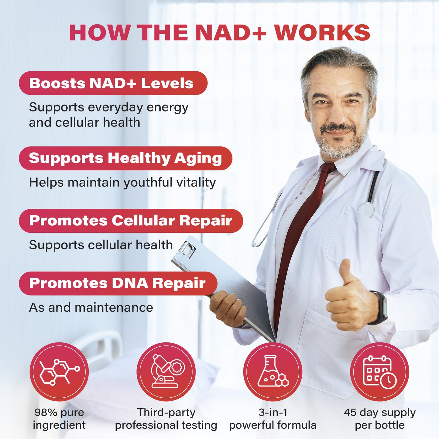 ZOOONE NR1000 - NAD+ Berry Flavor Drink Mix for Skin Aging Support, Energy, and Focus - 30 Pack -