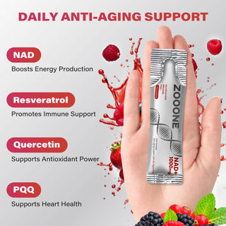 ZOOONE NR1000-NAD+ Berry Flavor Drink Mix for SkinAging Support, Energy, and Focus - 30 Pack