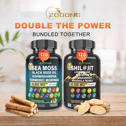 [Achetez-en 1 et obtenez-en 2] Ensemble de 120 capsules de mousse de mer et de shilajit ZOOONE 