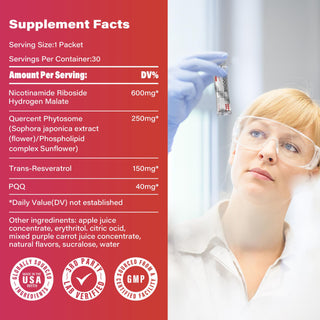 ZOOONE NR1000-NAD+ Berry Flavor Drink Mix for SkinAging Support, Energy, and Focus - 30 Pack