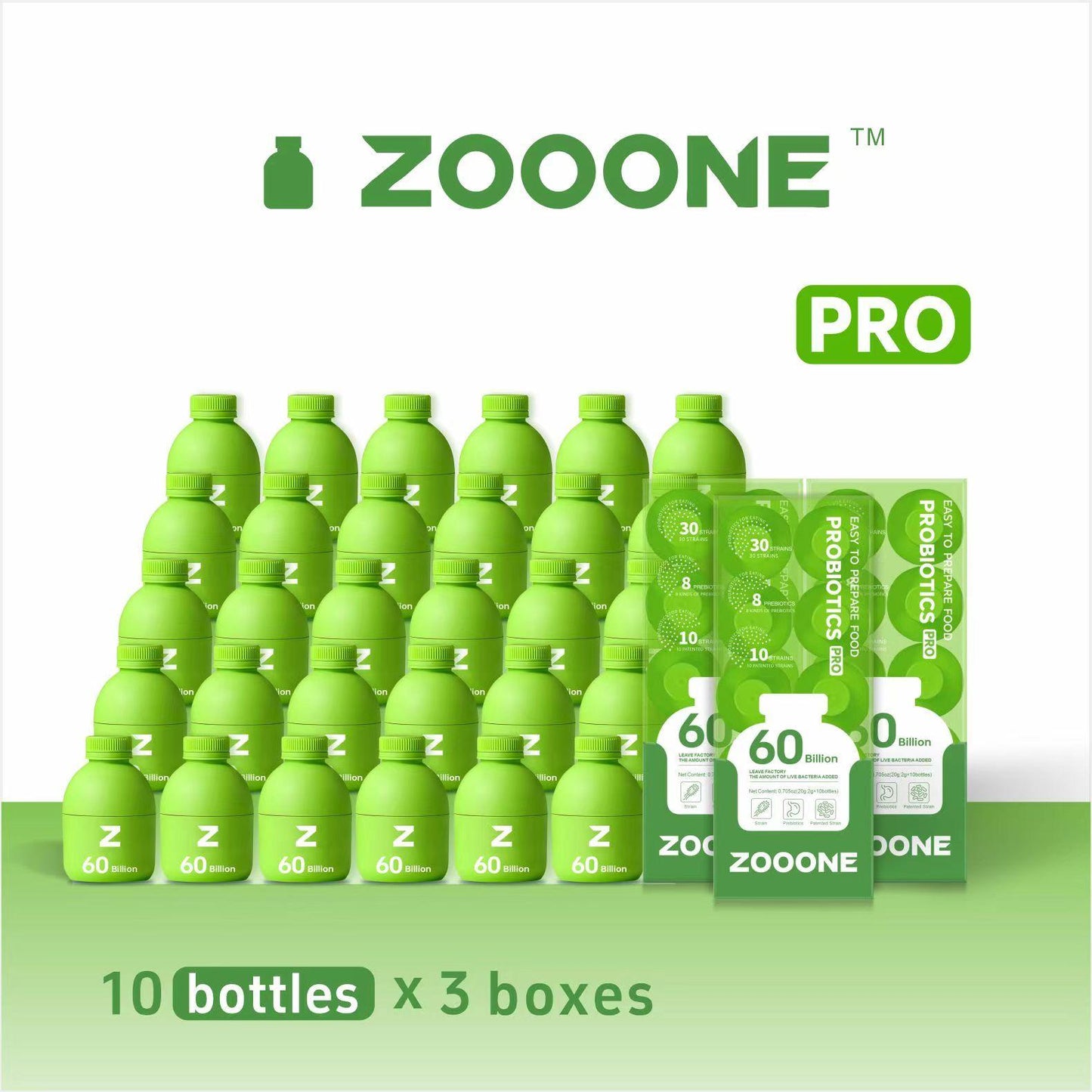 ZOOONE Probiotics[PRO] 60 Billion CFU - 30 Bottles x 0.7oz - Edible, Fitness