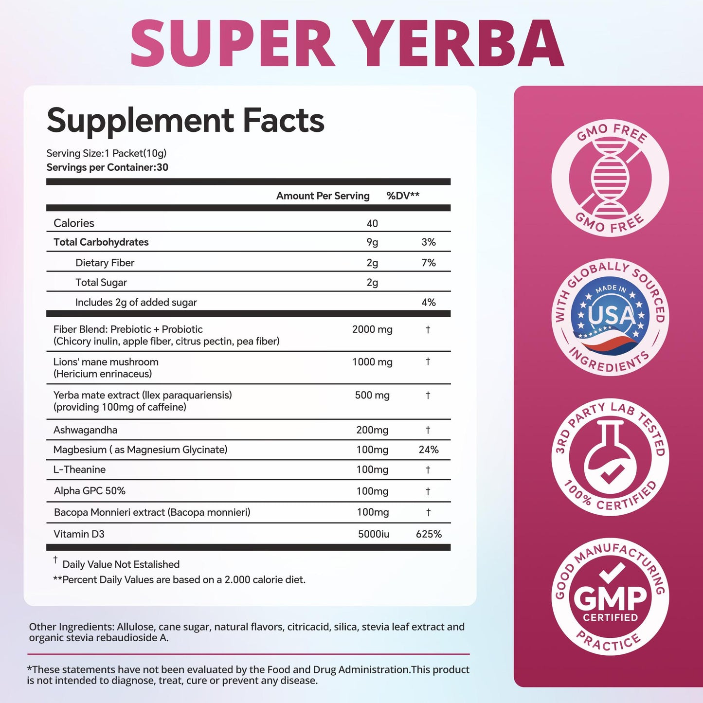 ZOOONE Super Yerba | Yerba Mate Instant Tea Powder |  RASPBERRY LEMONADE Flavor | 30 Servings